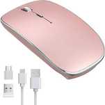 Leolee Bezprzewodowa myszka ładowana USB, 2.4G Slim Cicha 1600 DPI