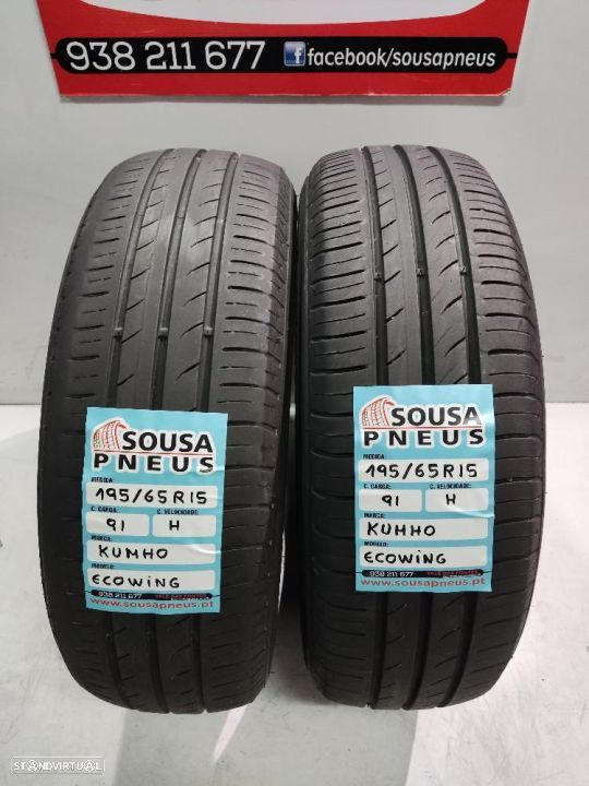 2 pneus semi novos 195-65r15 kumho - oferta dos portes 80 EUROS