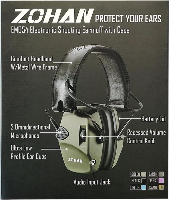 Elektroniczne nauszniki zohan em054 z pokrowcem kolor zielony