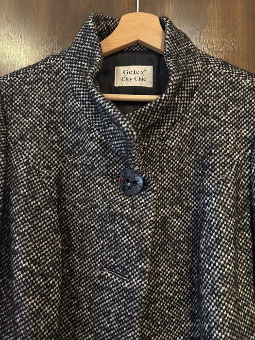 Czarny płaszcz melanż wełniany jak nowy r.L