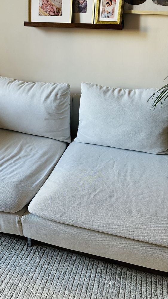 Ikea Soderhamn kanapa sofa 3 osobowa z otwartym końcem biel beż