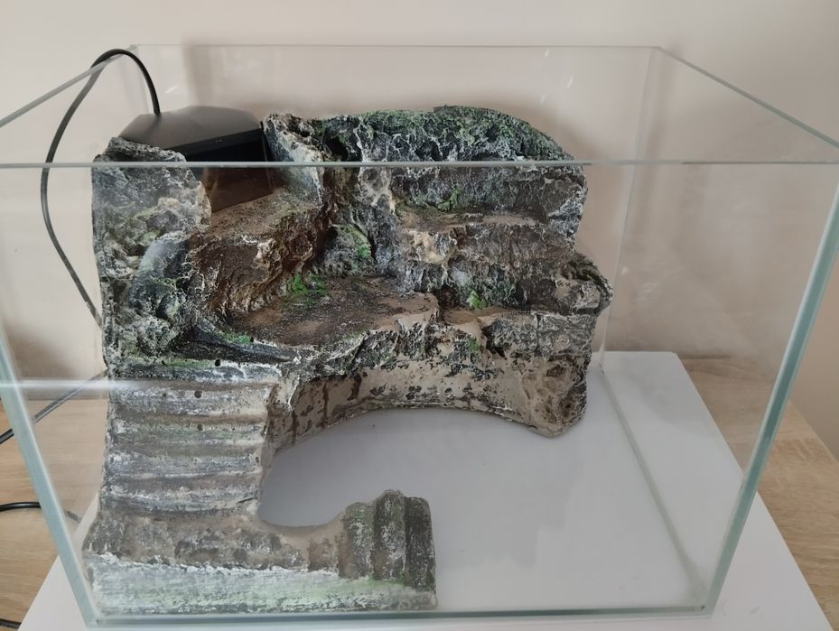 Akwarium terrarium z wyspą dla żółwia żółwi filtr wodospad tło 3D