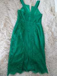 sukienka, MONSOON, modny zielony, 38, koronka, gipiura