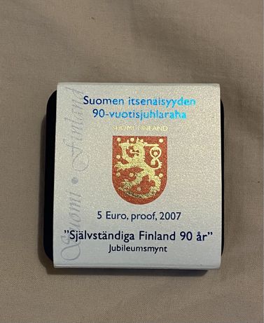 Moeda Bi-Metálica 5 Euros PROOF 90 Anos Independência Finlândia