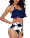 W107 Bikini Strój Kąpielowy Wysoki Stan W Palmy XL
