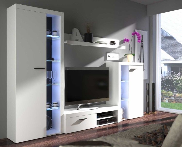 Meblościanka do salonu Rumba WH01 – Biały połysk / mat