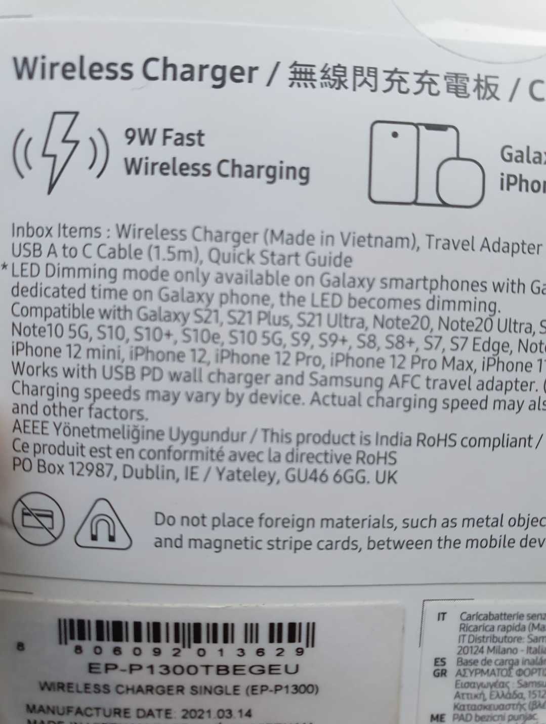 Carregador  Samsung Wireless fast charger novo Selado