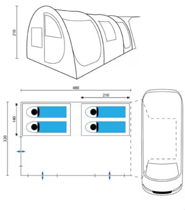 Namiot przedsionek bus, van, EsbjergTravel 4Protect, 4osoby 2sypialnie