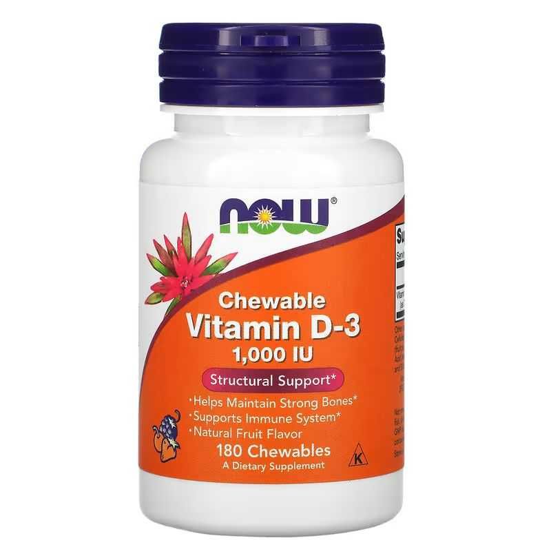 NOW Foods жевательный витамин D3 для детей. 1000 МЕ, 180 шт.