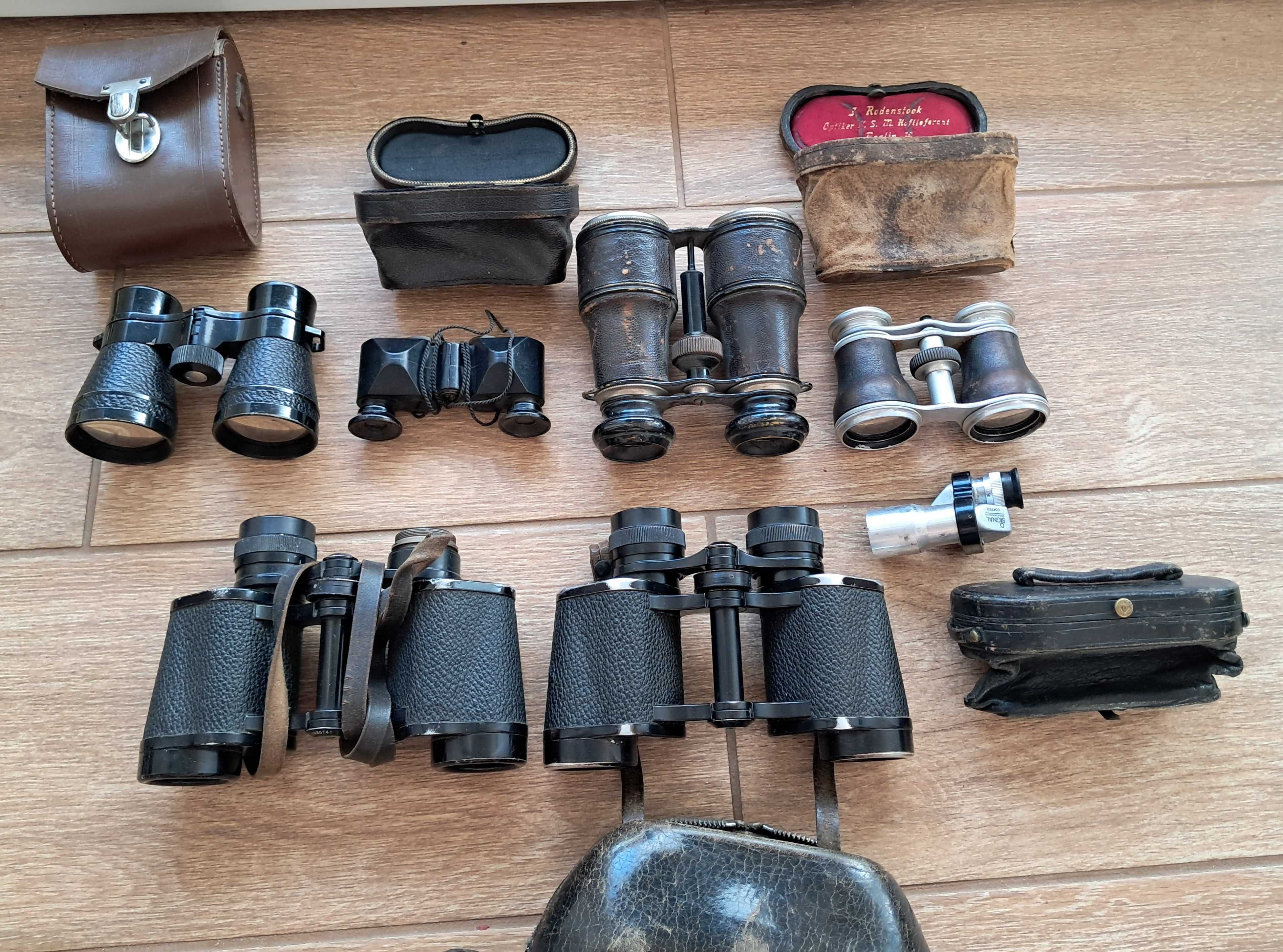 Zestaw 7 starych lornetek niemieckich Carl Zeiss itp.