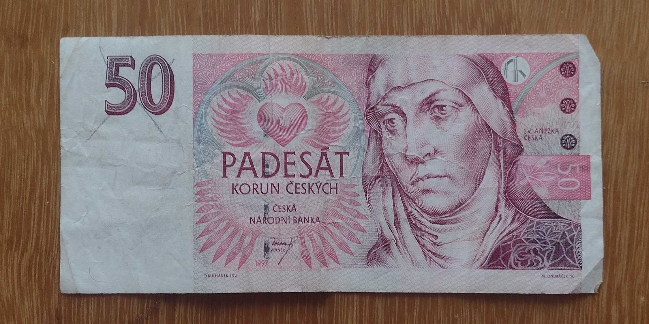 Banknot 50 koron czeskich 1997 r.