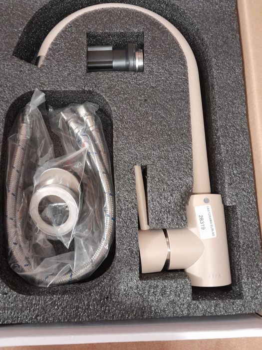 Zlewozmywak granitowy MYQ Color Long LONG3COL Beżowy + bateria