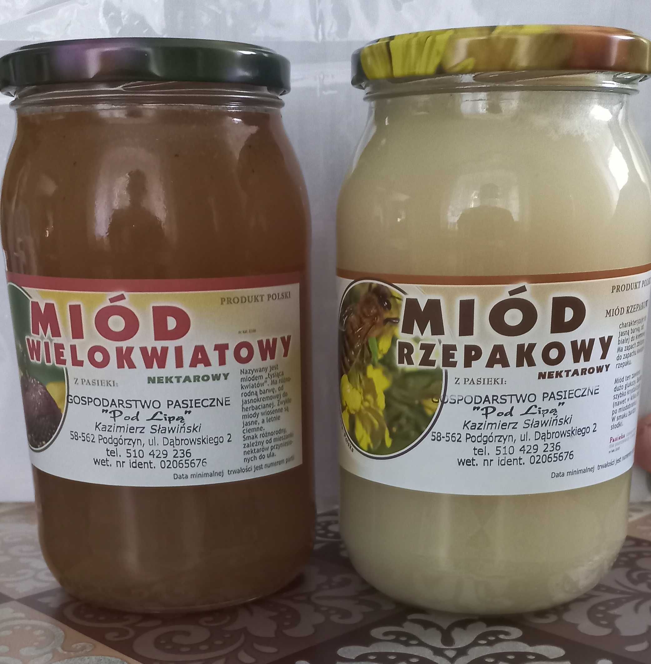 Miód rzepak wielokwiat nektar-spadź gryka nawłoć pyłek pszczeli  wosk