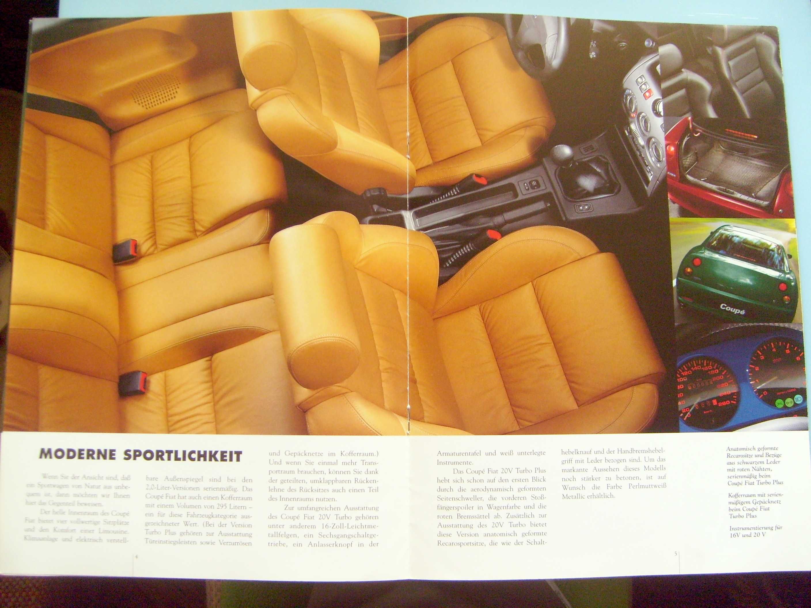 FIAT Coupe 1999 DE / 16V, 20V, 20V Turbo / prospekt 14 str., stan BDB