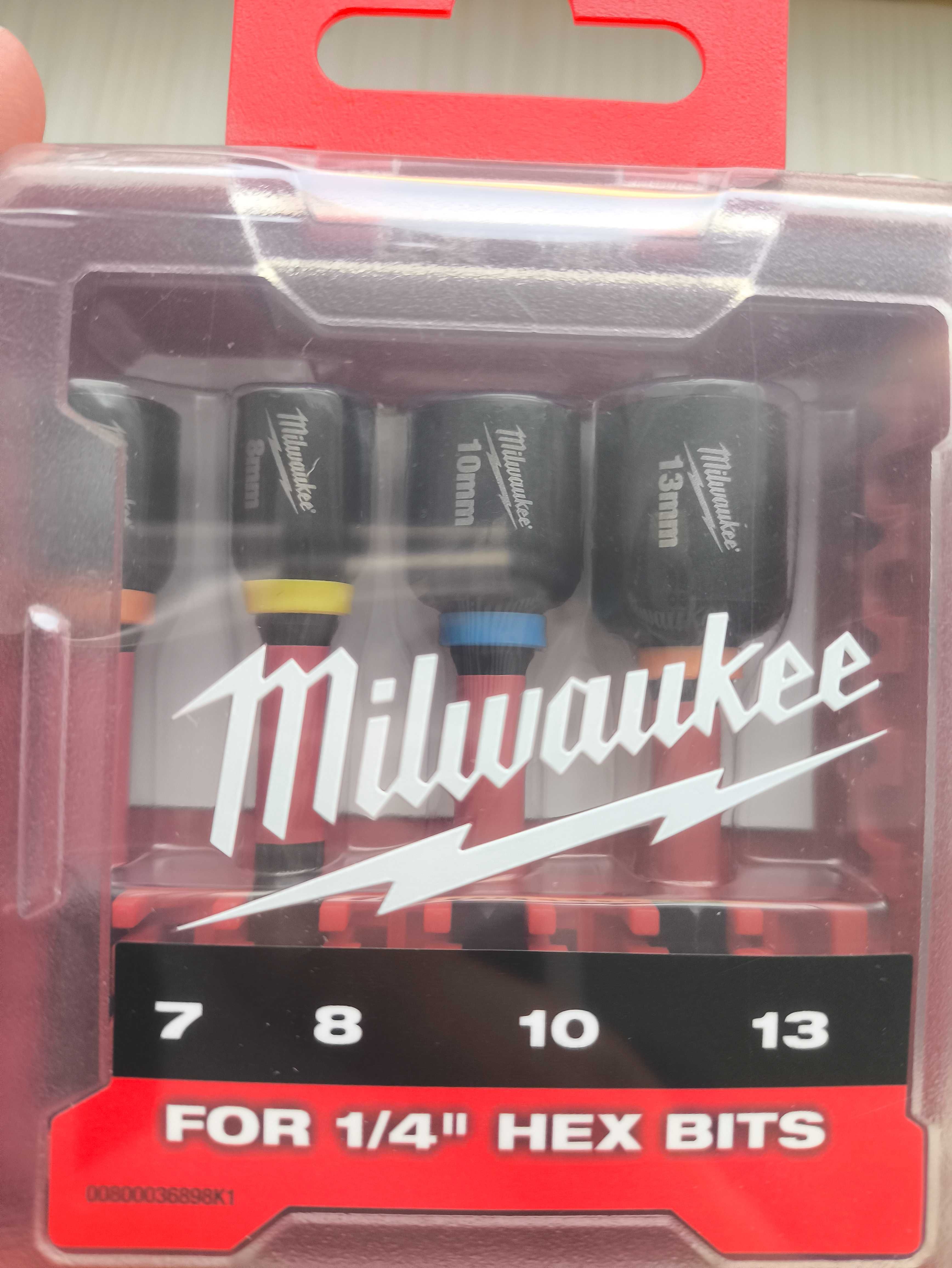 4 Nasadki Milwaukee Udarowe Magnetyczne Imbus Udar Zakrętarka 7-13 HEX