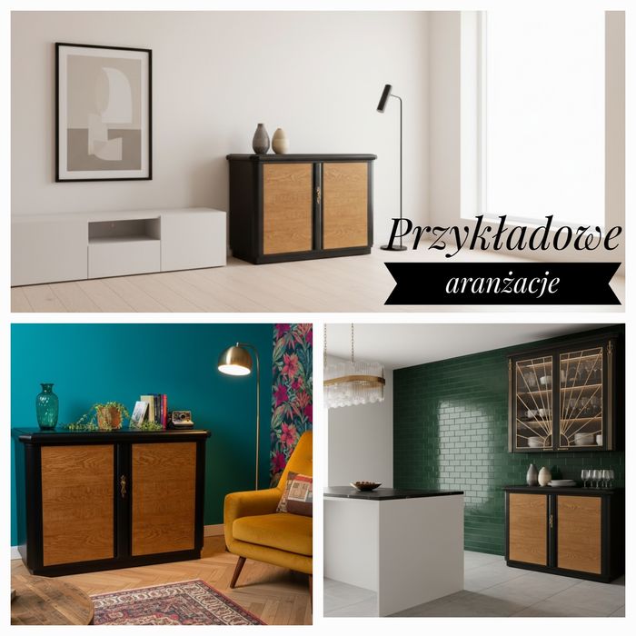Duża drewniana komoda Art Deco vintage
