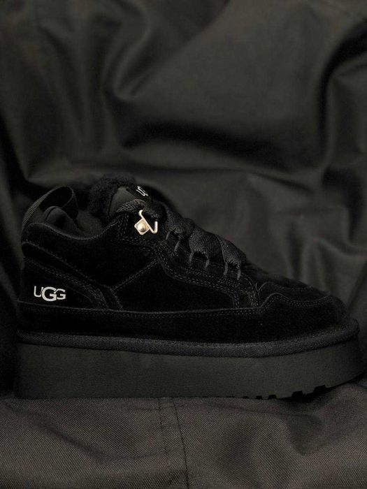 Женские зимние кроссовки на меху черные высокие кросовки UGG lowmel