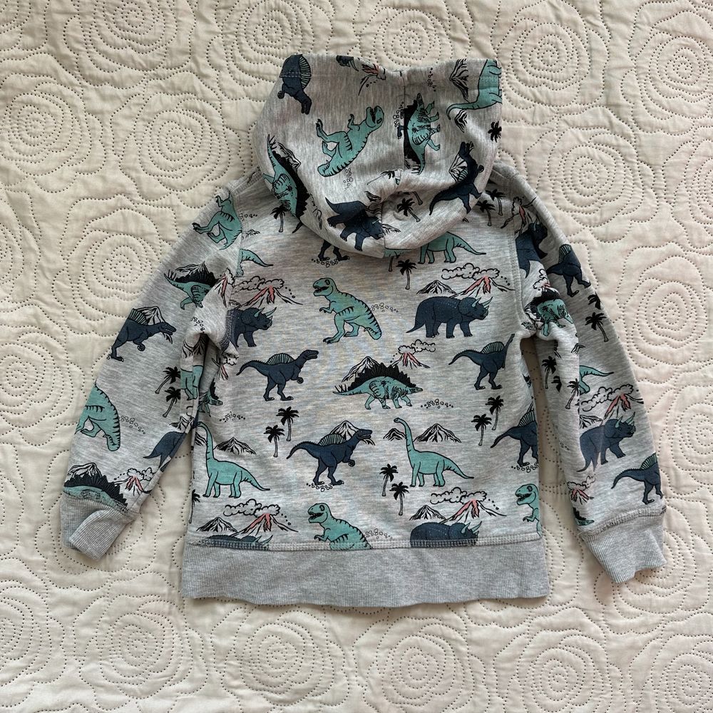 H&M 98/104cm bluza chłopięca dinozaury szara kaptur