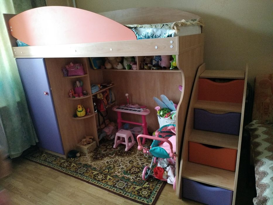 Двоярусне,двоповерхове ліжко дитяче + матрац Вис117/шир 1м/дов 2м