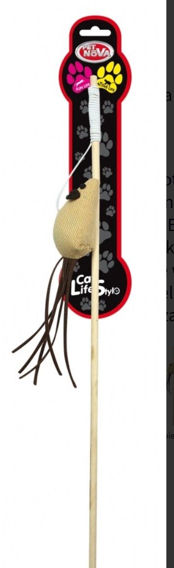Zabawka dla kota wędka z myszką. Długość wędki - 40cm