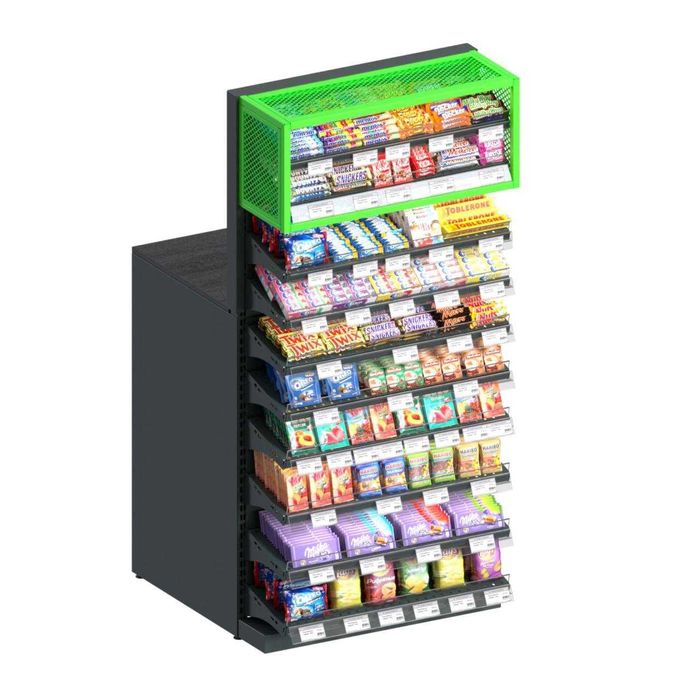 Касовий бокс. Касова зона. Прикасові стелажі для імпульсних продажів.