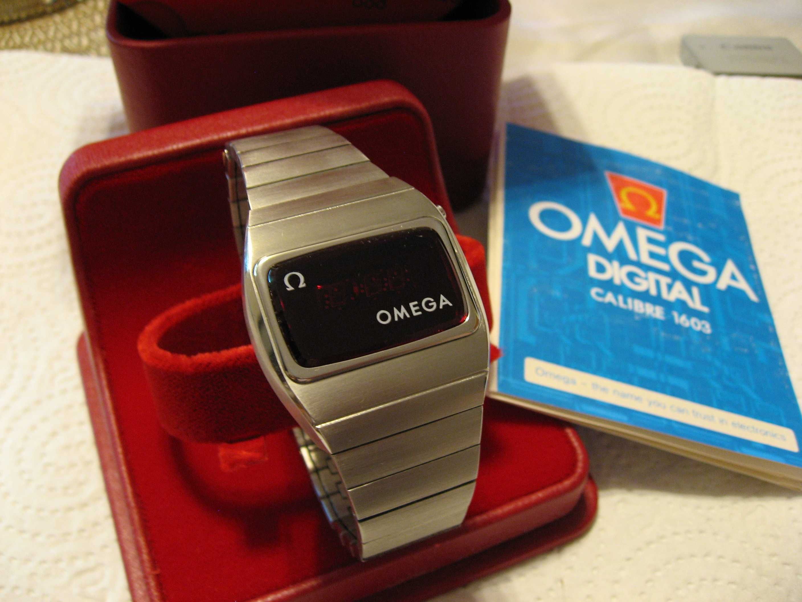Zegarek cyfrowy Omega LED S/S Cal. 1603 oryginalne pudełko i dokumenty