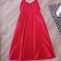 Piękna czerwona sukienka tyl na guziki bawełna S