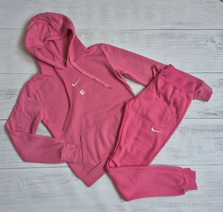 Dres damski komplet bluza z kapturem spodnie ocieplany fuksja s 36 Nik