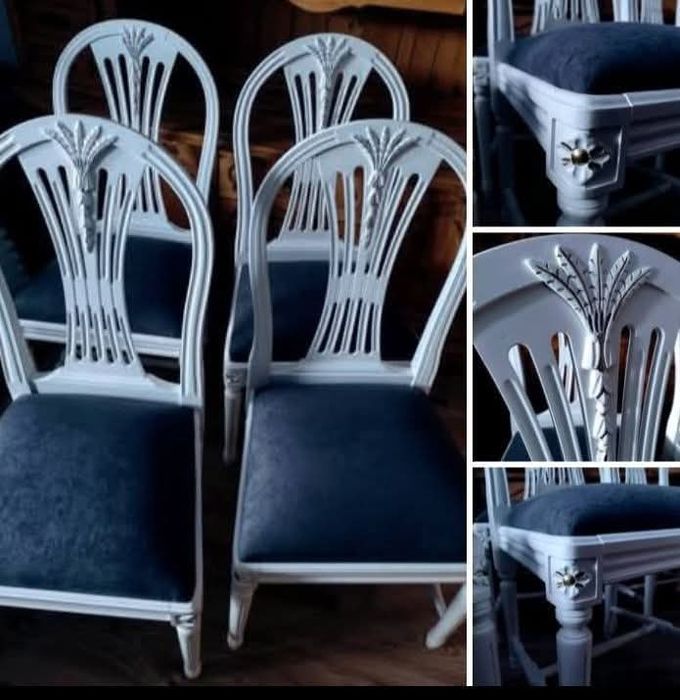 Krzesła białe z siwym siedziskiem