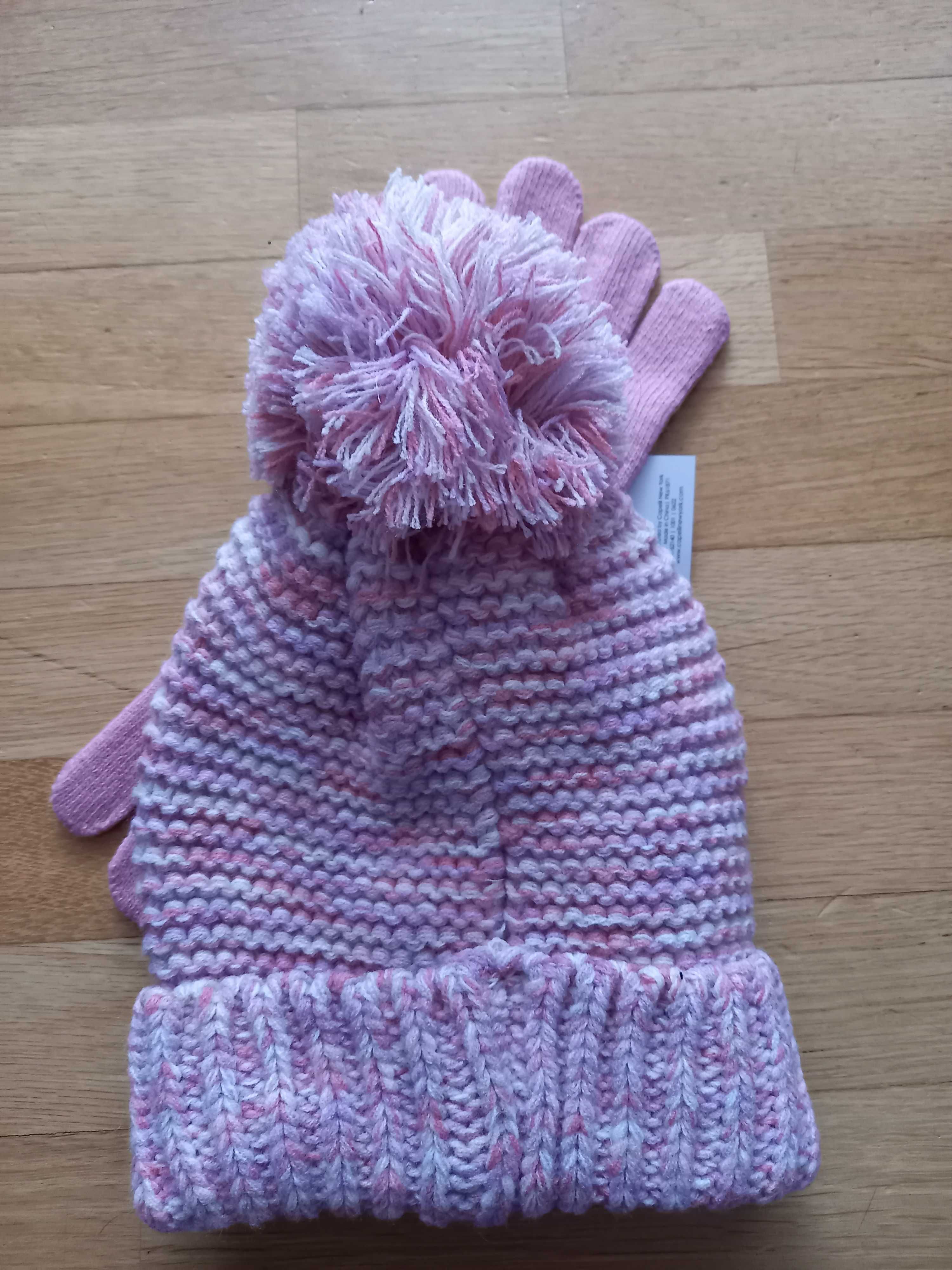 Dziewczęca czapka zimowa z rękawiczkami