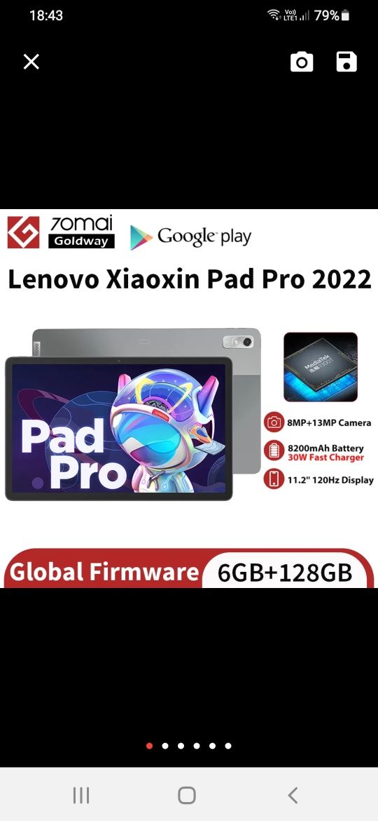 Lenovo tab p11 Pro 2 Gen 2022 11.2 6/128 Oled, 120gz