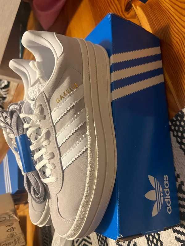 Adidas oryginals gazelle bold gray white new 40