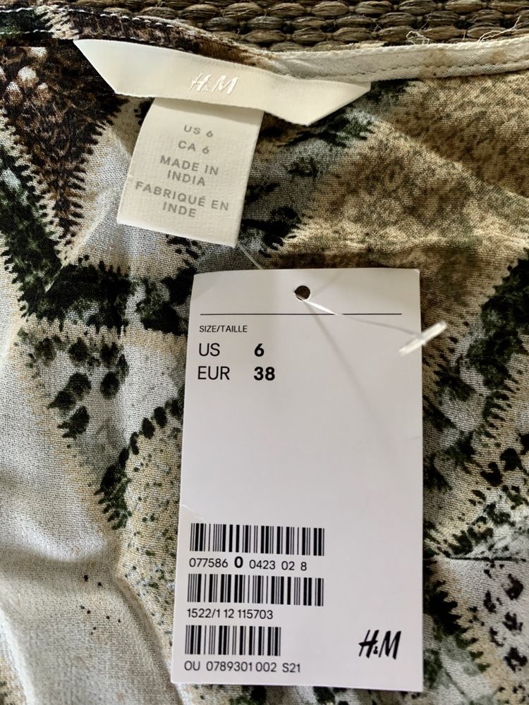 женская нарядная блузка рубашка блуза с баской в принт H&M 38 М