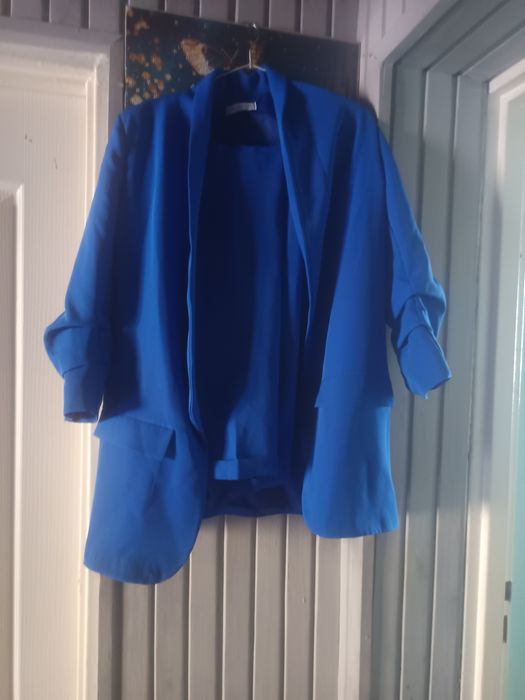 Garnitur damski chabrowy ze spodniami roz M