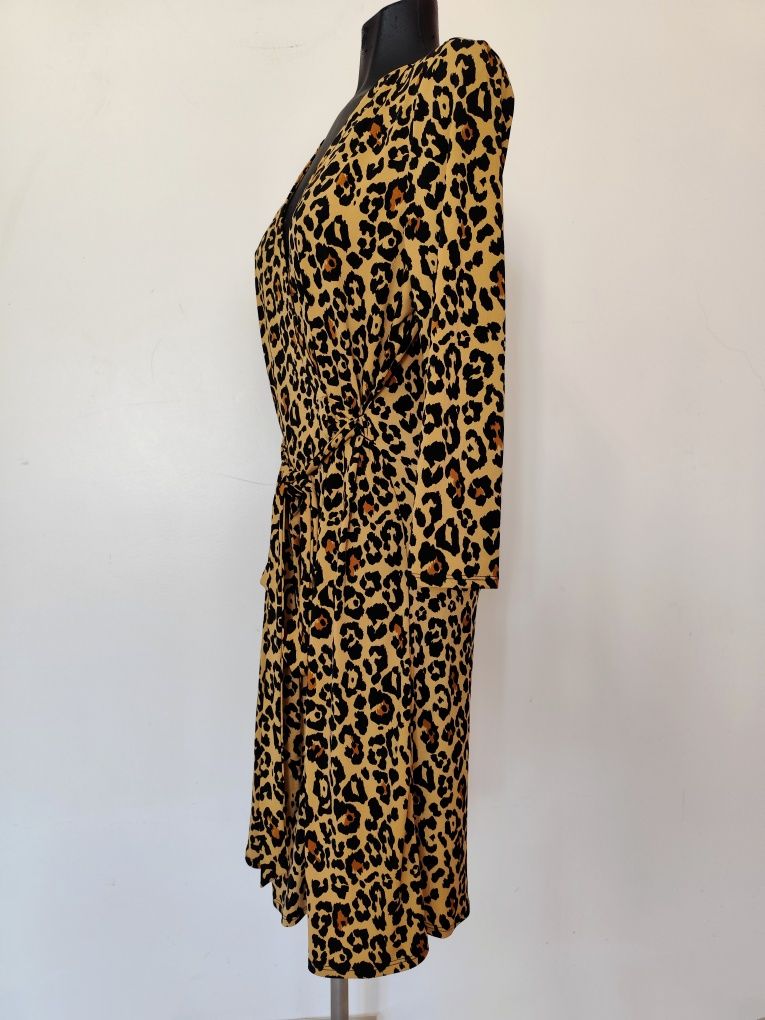 Vestido aberto de padrão leopardo - Mango (Tam. L)