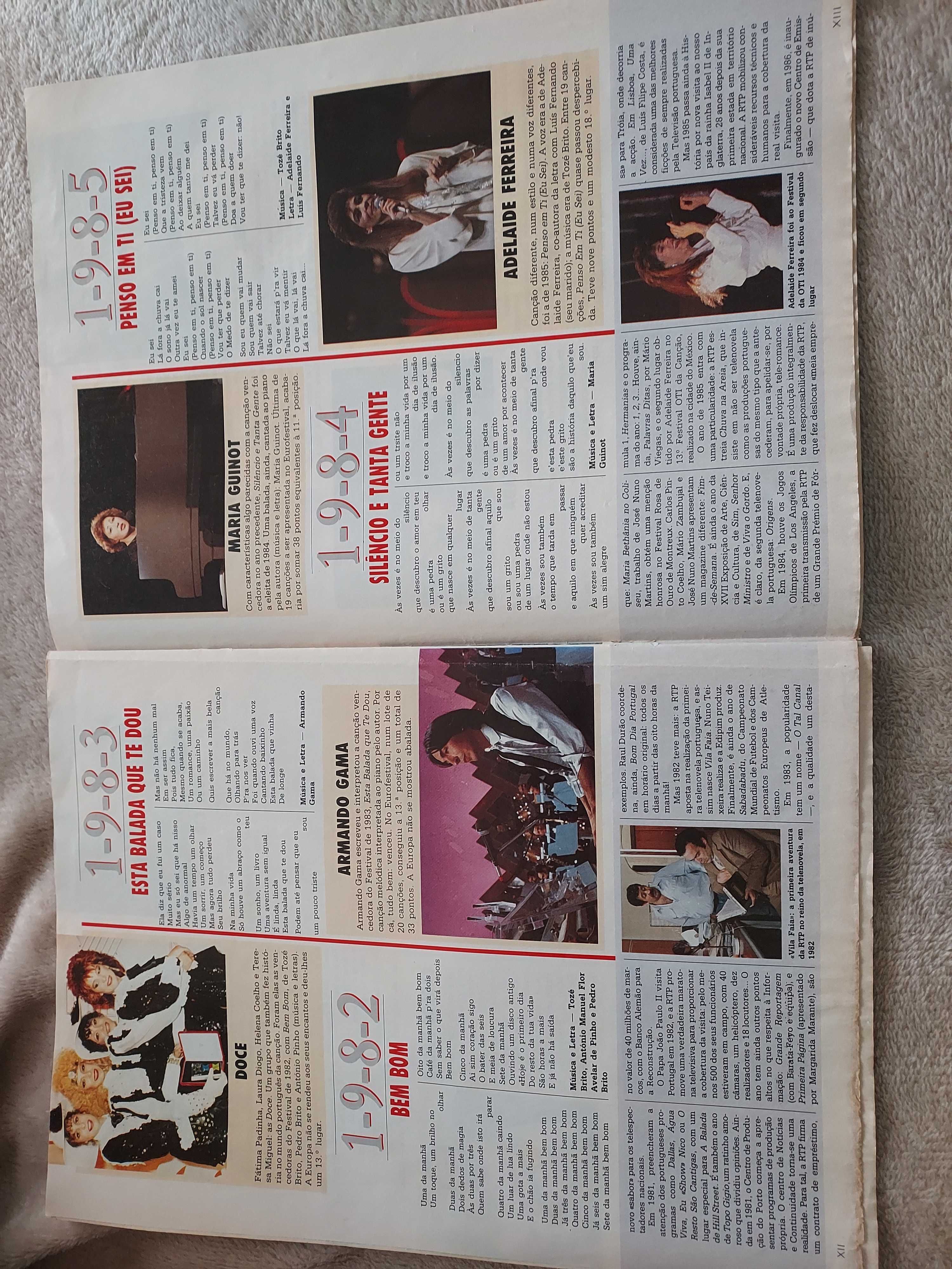 Revista TV guia com as  letras di festival da canção 1964 a 1989