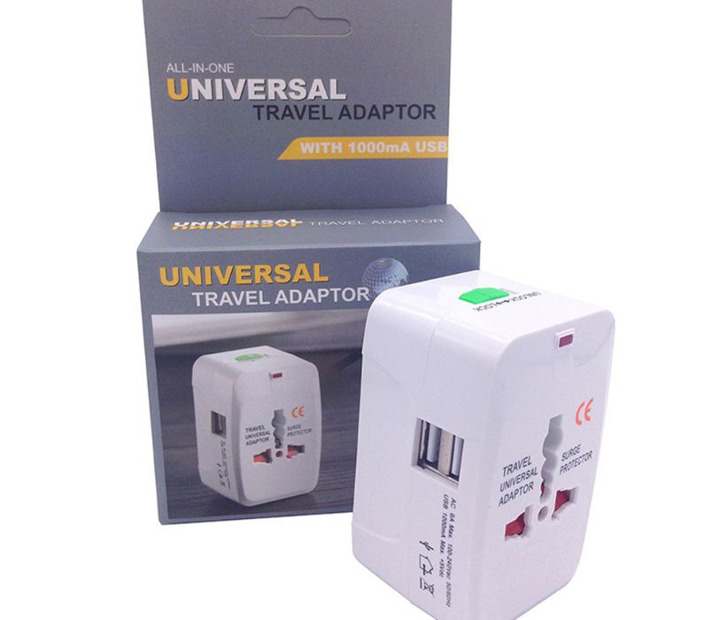 Adaptador ficha tomada Universal USB Europa EUA UK Viagem NOVO