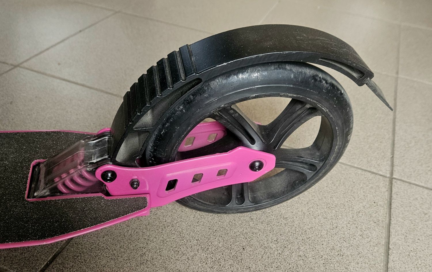 Różowa Aluminiowa Hulajnoga składana Crivit duże koła 20 mm,amortyzat