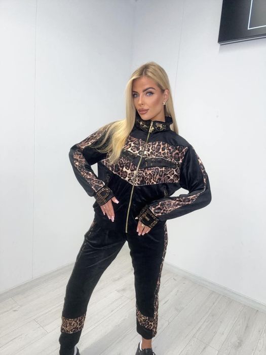 Piękny komplet dres welurowy pantera nowa kolekcja paparazzi fashion