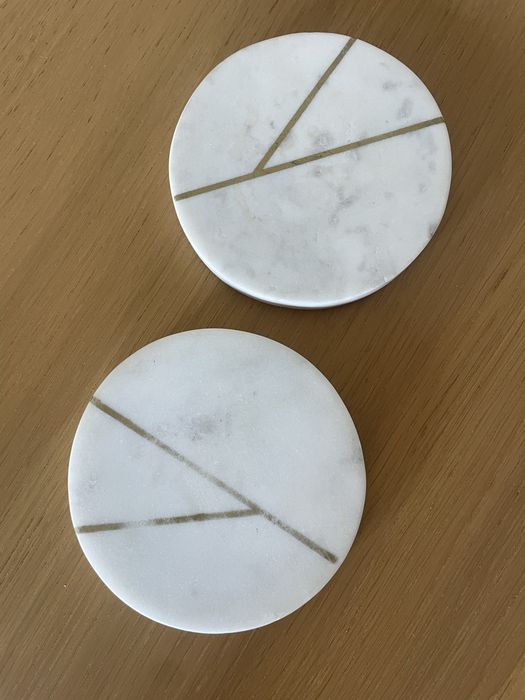 Zestaw 2 podstawek marmur biały ∅10 cm