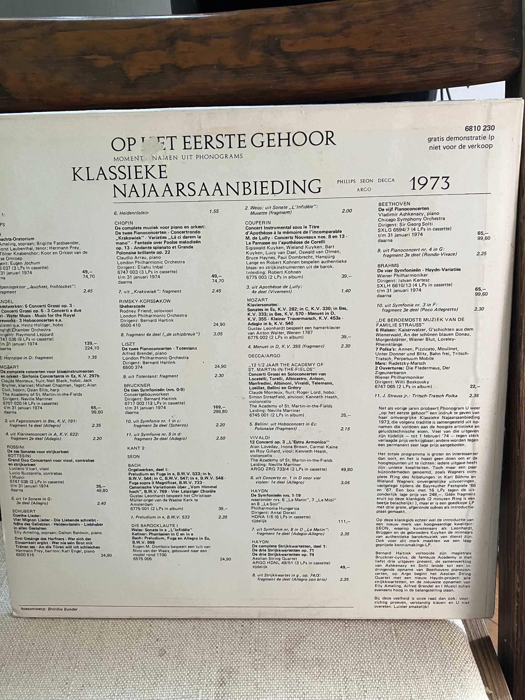 Winyl Op Het Eerste Gehoor " Klassieke najaars-Aanbieding 1973 " mint