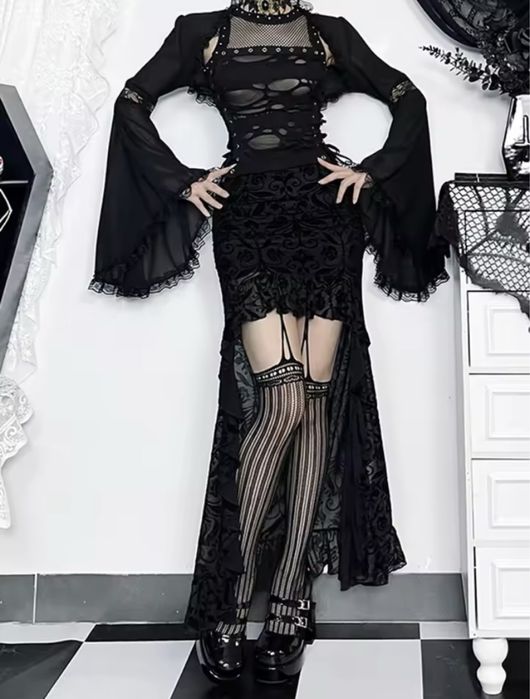 Спідниця mulllet skirt goth гранж dark academia