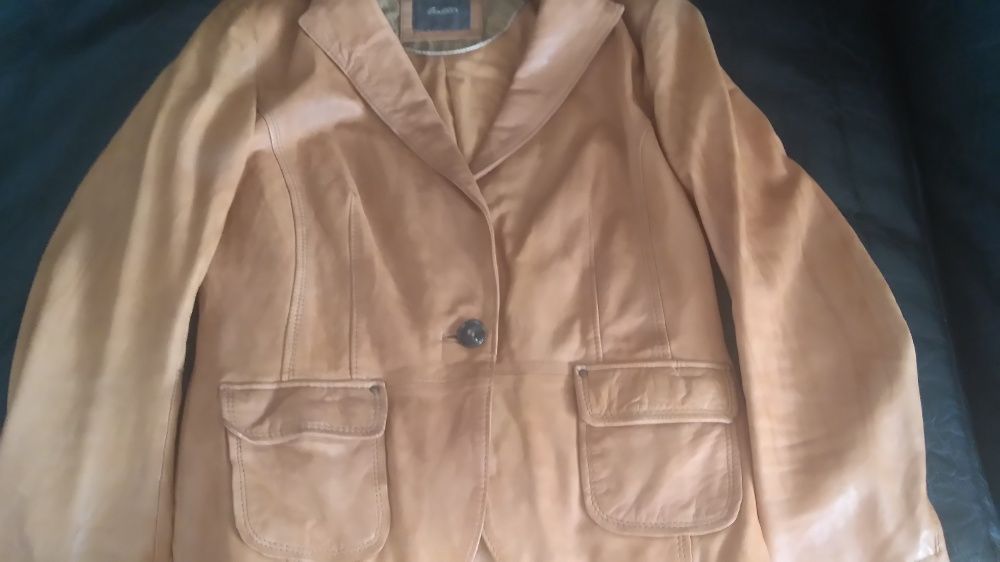 Marynarka damska BERSHKA skóra naturalna M camel