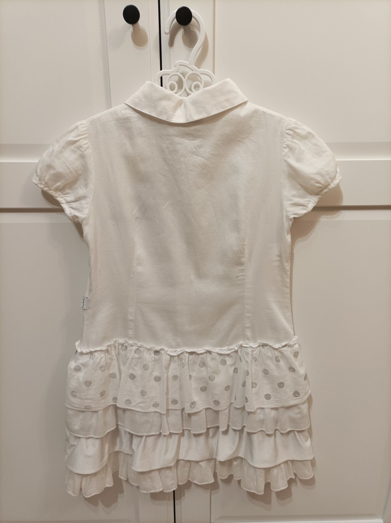 Biała elegancka sukienka dla dziewczynki Pierre Cardin, rozm. 128/ 134