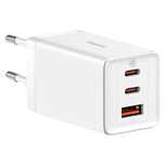 Szybka ładowarka sieciowa GaN 2xUSB C 1xUSB 65W Baseus GaN5 Pro + kabe