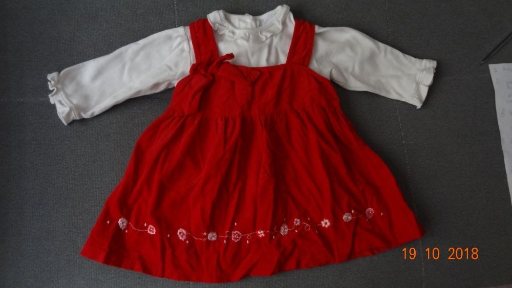 komplet r 80-86 bluzka i sukienka czerwona