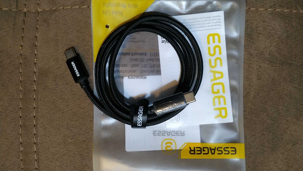 Кабель ESSAGER с дисплеем Type-C 100 W  1м Black