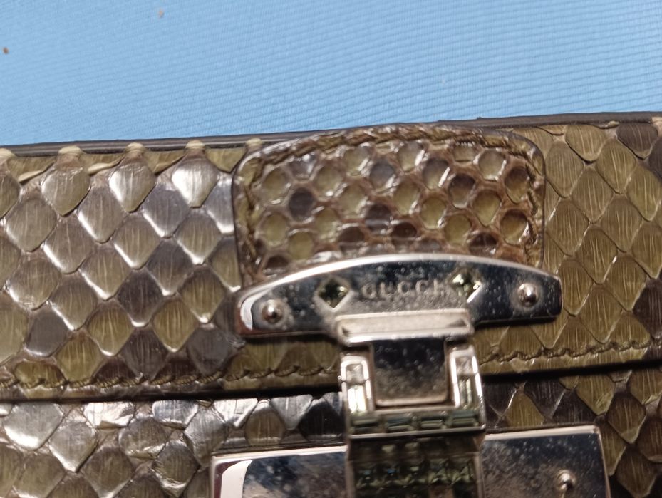 Mala Gucci  em. Pele de pitonverde