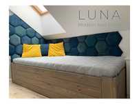 Łóżko 140x200 drewniane z pojemnikiem LOFT LUNA KOLOR Boczne