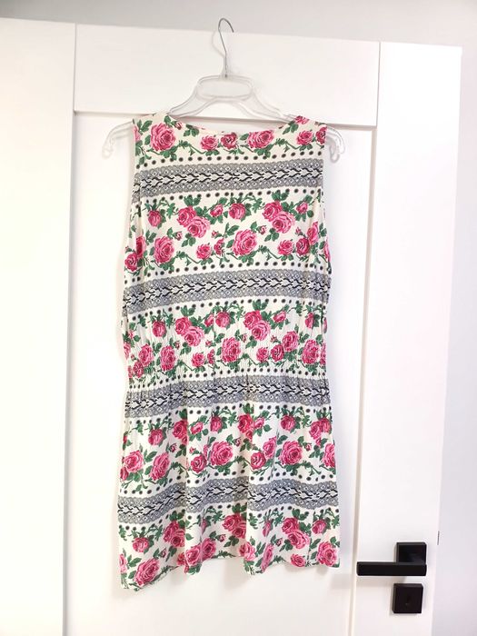 biała bawełniana bluzka sukienka tunika z bawełny bawełna w kwiaty 40l